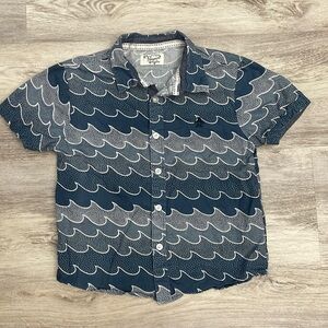 Original Penguin Blue & White Print Boys Short Sleeve Button Down Shirt Size 5Y